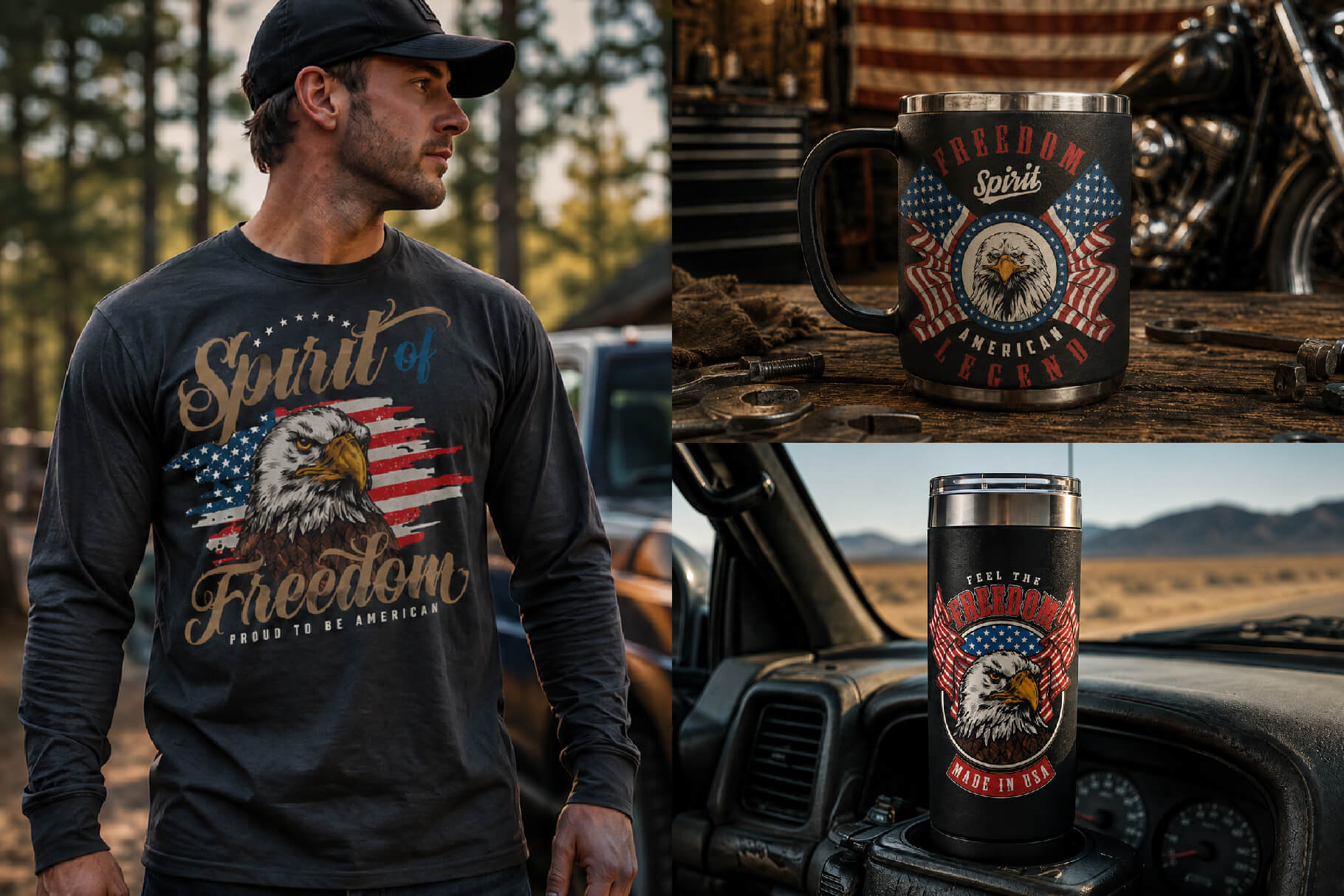 Freedom Spirit – Patriotic Eagle T-Shirt Design Templates Bundle