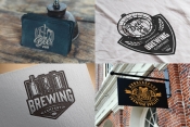 Beer mockups composition with vintage monochrome style beer emblems, logos, badges using for beer pub business cards, apparel design, menu cover and bar signboard 