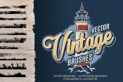 Vintage brushes cover concept with lighthouse and calligraphic brushes on ragged paper sheet