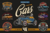 46 Custom cars bundle cover with different illustrations and text