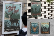 Different Camping posters on apparel mockups