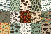 15 Camping colored patterns with different vector illustrations