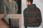 Seamless Mafia patterns on apparel mockups