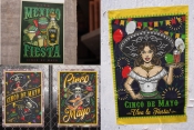 Different Cinco de Mayo posters on poster mockups