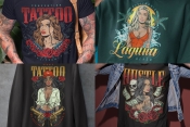 Different Hot Girls t-shirt designs on apparel mockups