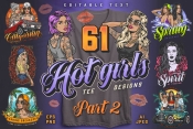 Hot Girls bundle cover of 61 t-shirt designs with different illustrations and text