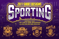 Vintage Sporting t-shirt designs template with sport and gaming clubs emblems