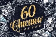 60 Chicano t-shirts designs cover with different illustrations in Chicano tattoo style