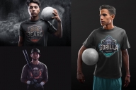Different sport logos on apparel mockups