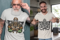 Different Viking illustrations on apparel mockups