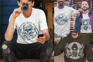 T-shirt designs made with Skull creator on apparel mockups