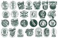26 Money black and white designs on light background with different vector illustrations and text