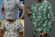 Seamless money patterns on apparel mockups