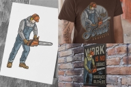 Handyman illustration used in a t-shirt design and a poster