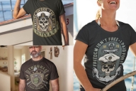 Different Military t-shirt designs on apparel mockups