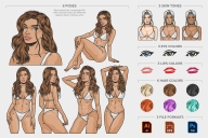 6 Hot Girls poses, different skin tones, eye colors, lips colors, hair colors and file formats