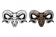 Serious ram head vintage design in color and monochrome versions 