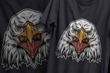 Vintage proud eagle head colorful design printing on gray t-shirts