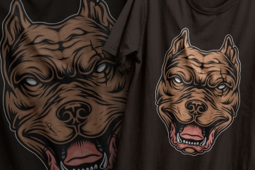 The old school style design of colorful pitbull head printing on t-shirts