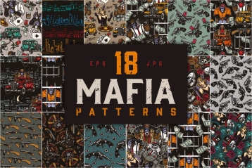 Mafia patterns bundle cover with seamless patterns and text